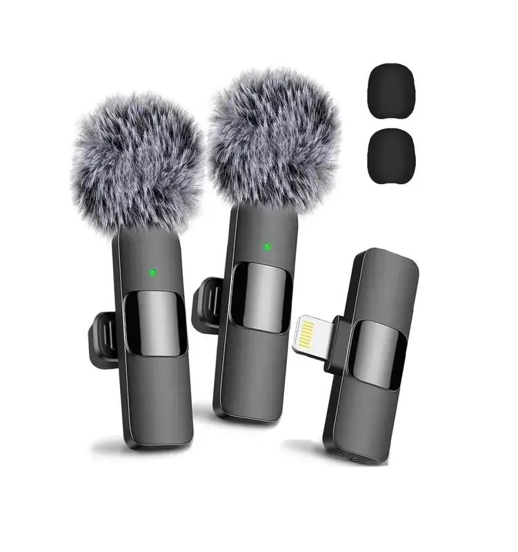 Wireless Lavalier Lapel Microphone for iPhone15 /14/13/12/Ipad Series/Android/Computer - Bluetooth Mini Phone Microphones for Video Recording -2 Clip on Mics with USB C Interface for Tiktok YouTube Vlog