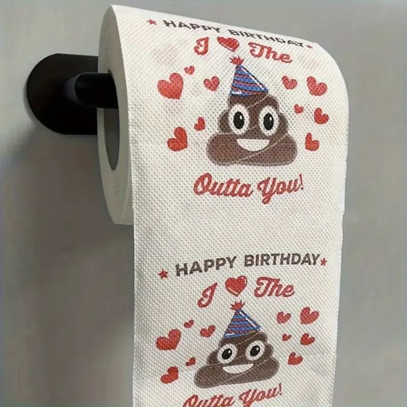 Funny Birthday Party Napkins with Poop Design, 1/2 Roll Fun Paper Towels, Perfect Gift for Friends, Unique Celebration Supplies