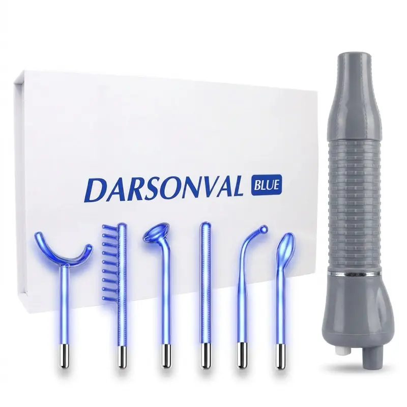 Blue light therapy wand with 6 Attachments for Enhanced skin care.