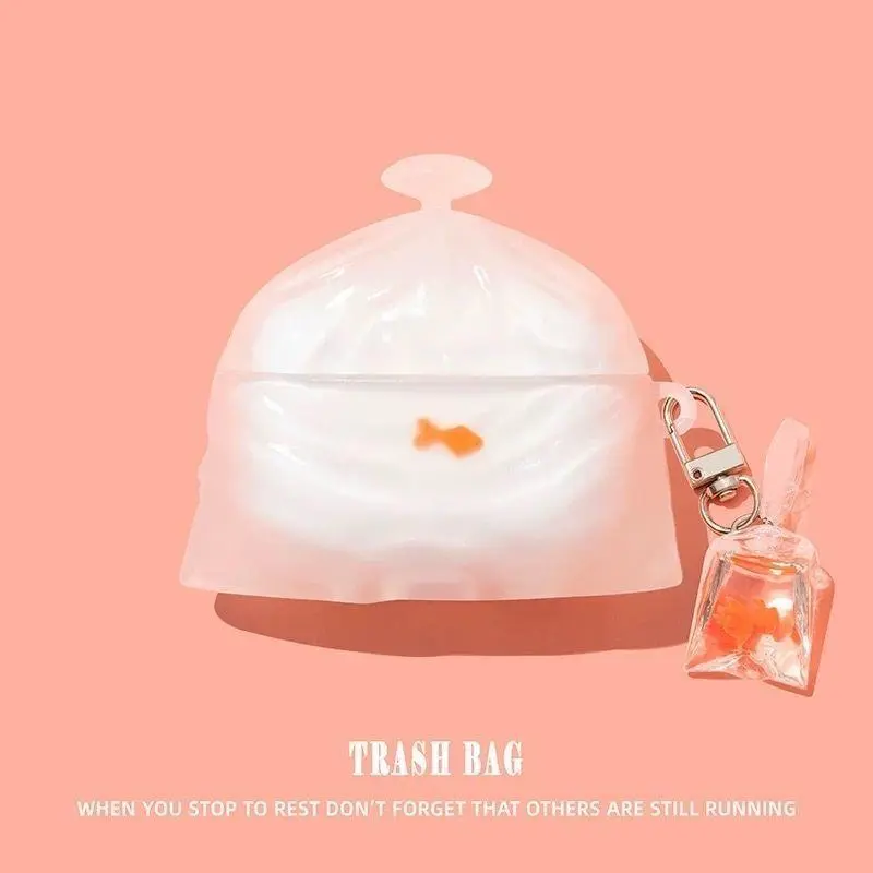 Trash Bag Lucky Fish Cartoon Headphone Case For Apple Airpods Pro 3 1 4 3 2 Pro Charm Headset Cases Airpod Pro3 with Pendant