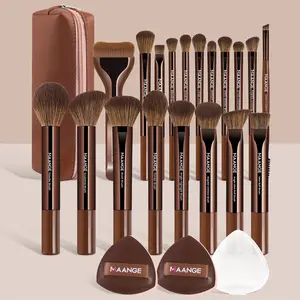 MAANGE 22pcs Makeup Tool Set Includes 19pcs Makeup Brushes, Multifunctional Makeup Brushes + 2pcs Powder Puffs + 1pc Cosmetic Bag, Foundation Brush Blush Brush Highlight Brush Eyeshadow Brush Blending Brush Eyebrow Brush, Beauty Kit for Daily Use