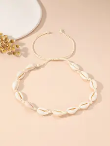Boho Natural Cowrie Shell Necklace, Water Necklace, Cream White Beachy Bohemian Shell Beaded Choker, Handmade Woven Adjustable Drawstring Jewelry, Lightweight 19g Ocean Inspired Shell Jewelry for Summer Beach Vacation Music Festival, Women’s Accessory