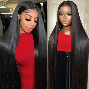 40 Inch 13x6 Lace Front Wigs Human Hair 180 Density Straight HD Lace Front Wigs Pre Plucked Straight Glueless Human Hair 13x6 HD Frontal Human Hair Wig for Women