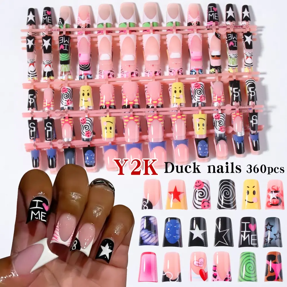 360pcs Y2K Almond Shape Nail Art Set, 15 Mixed Macaron Colors, Acrylic False Nails, Nail Design, DIY Daily Use for Women and Girls