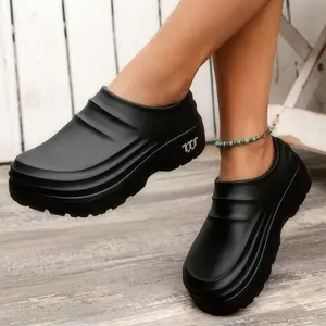 FoamFam Waterproof Non-Slip Work Clogs for Chef & Nurse - Oil & Odor Resistant Safety Shoes, Thick Sole Comfy Moccasin - Healthcare Kitchen Hospital Restaurant (FREE SOCKS)