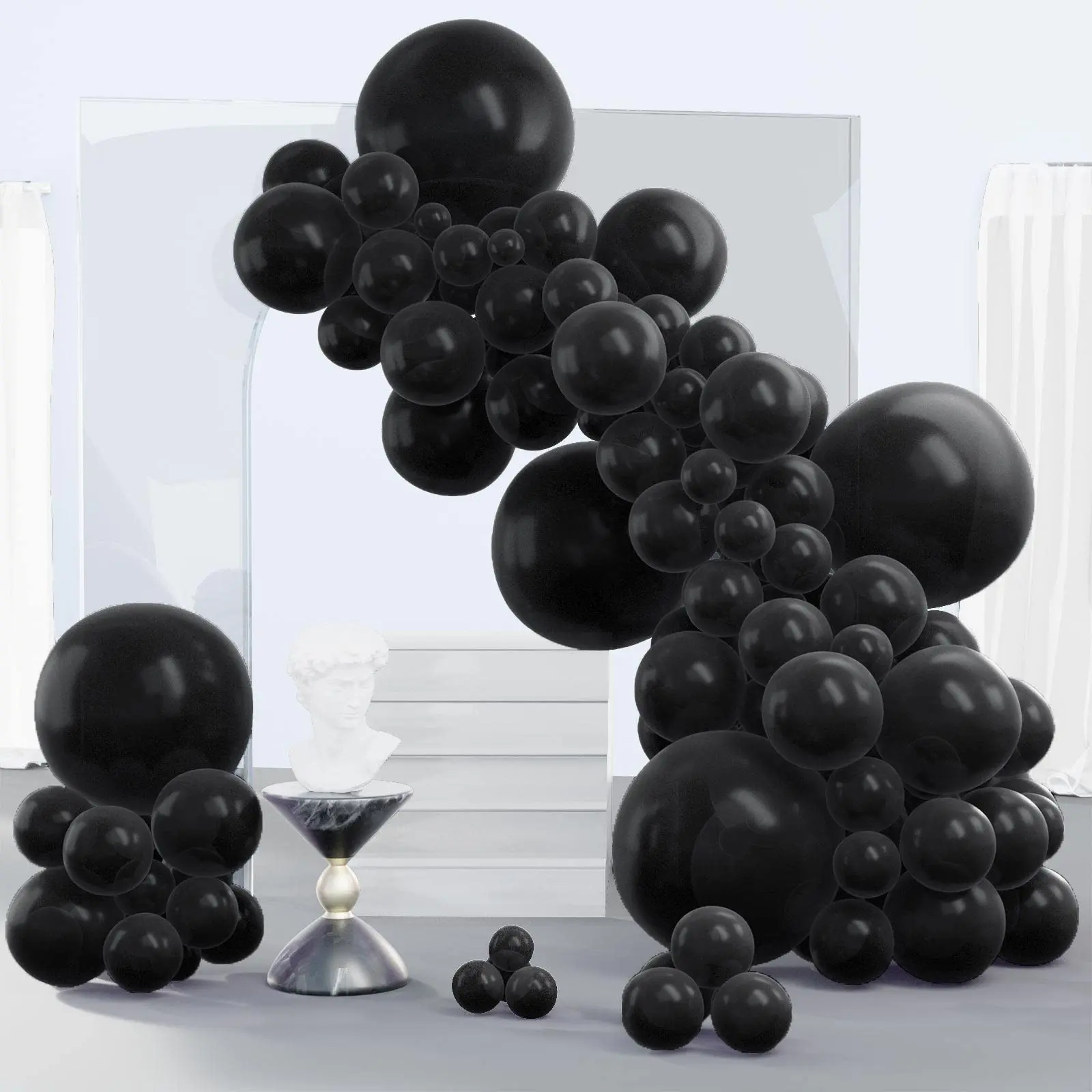 Black Latex Balloons, 140 Per Pack, In Various Sizes (18, 12 Inches), Black Balloon Arch Set, Balloon Arches Decorations, Suitable For Baby Showers, Birthdays, Graduations, Casino Games, Anniversaries, Retirement Party Decorations, Balloon Party Supplies