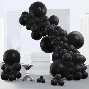 Black Balloons, 140 Per Pack, In Various Sizes (18, 12, 10, 5 Inches), Black Balloon Arch Set, Suitable For Baby Showers, Birthdays, Graduations, Casino Games, Anniversaries, Retirement Party Decorations, Balloon Party Supplies