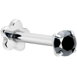 16G 5/16 Black CZ G23 Titanium Threadless Flower Labret Tragus