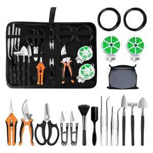 20PCS Gardening Succulent Tree Indoor Beginner Bonsai Tools Set, Include 262 Feet Bonsai Wire, 29.5"x29.5" Plant Repotting Mat, Leather Bag, Bonsai Scissors, Pruning Shears