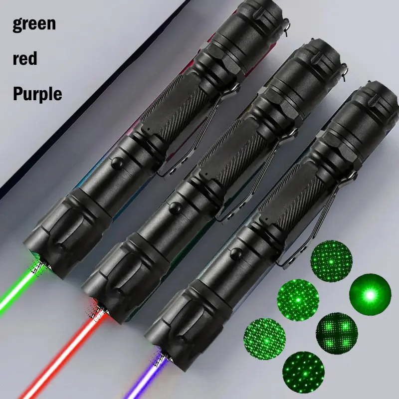 1pc red/green/purple high power green laser pointer, replaceable battery+charger, laser pointer for suitable for indoor meetings, indoor measurement laser pointer, rotatable to adjust laser pattern, high brightness long-distance laser