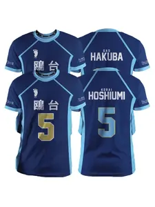 Haikyuu Kamomedai blue cartoon anime cosplay summer short sleeved children to adult T-shirt 2025 fashionable unisex T-shirt