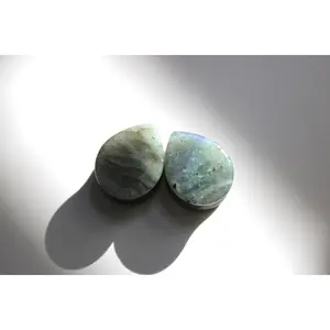 Grade B Labradorite Teardrop Unique Earrings for Gauged Ears