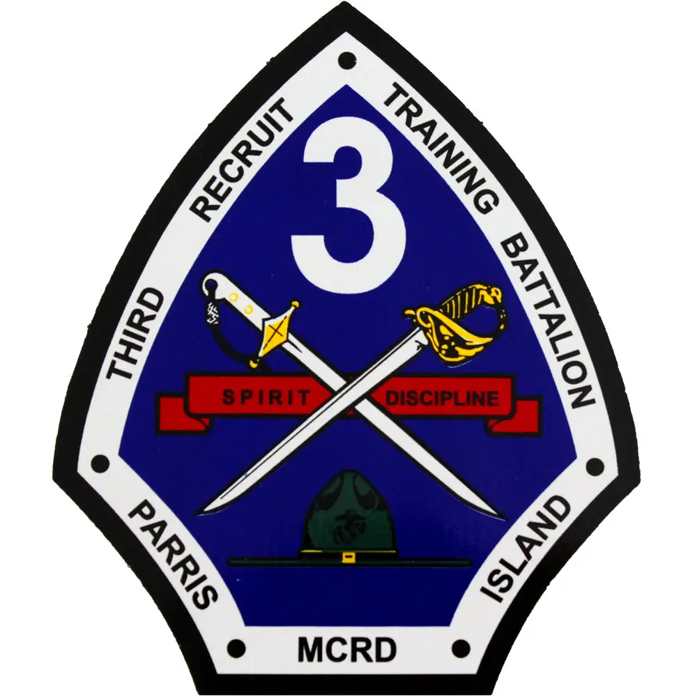 3.5"h x 3"w Vinyl Decal - 3rd Training Battalion Parris Island Marine Corps Recruit Sticker, No Battery Needed, for DIY Scrapbooking & Stamping, Ideal for Marine Corps Members