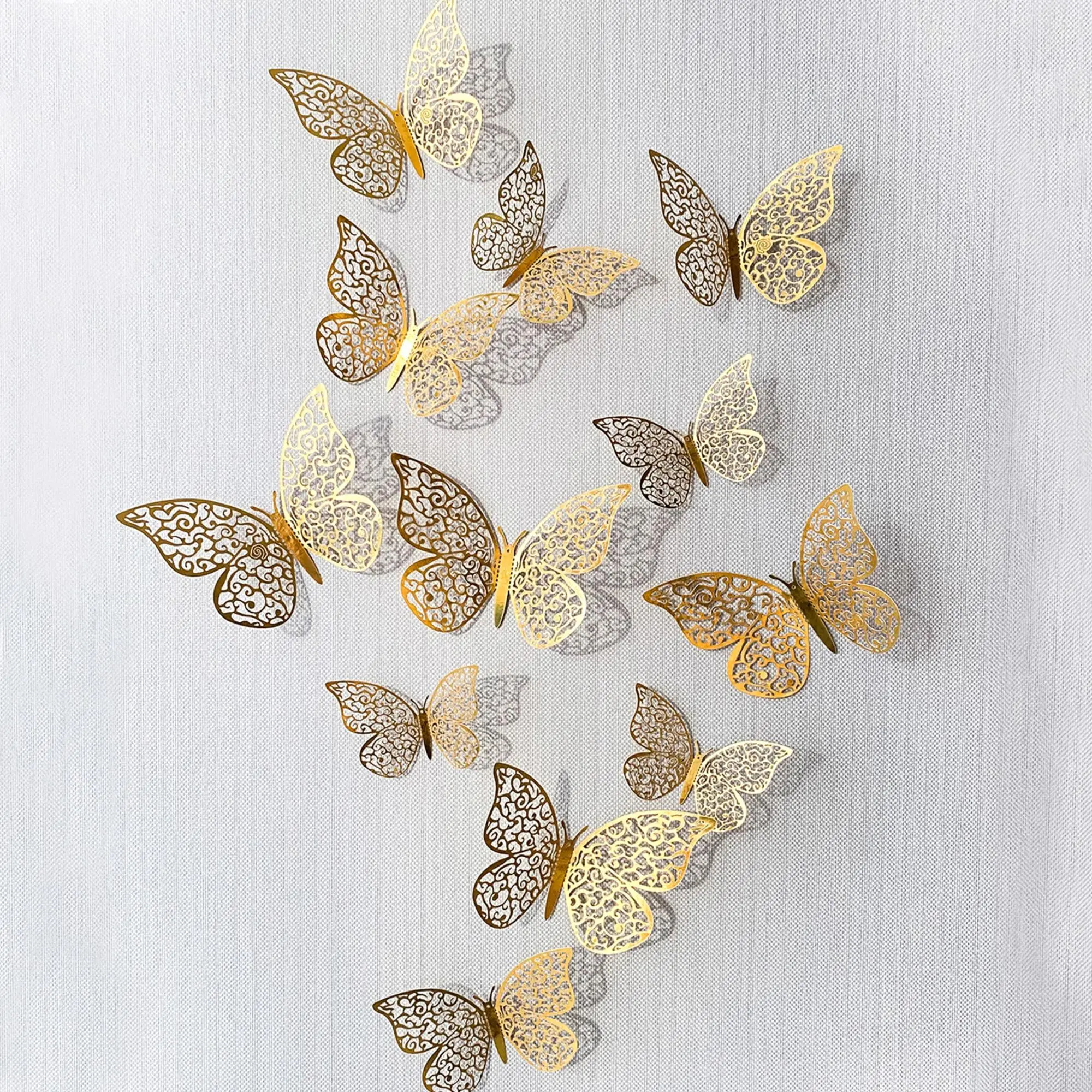 3D Butterfly Shaped Wall Sticker, Creative Hollow Out Decorative Sticker, Beautiful Paper Decal For Party Cake Home Decoration, Adhesive Stickers, Decoration Items, Wall Decals