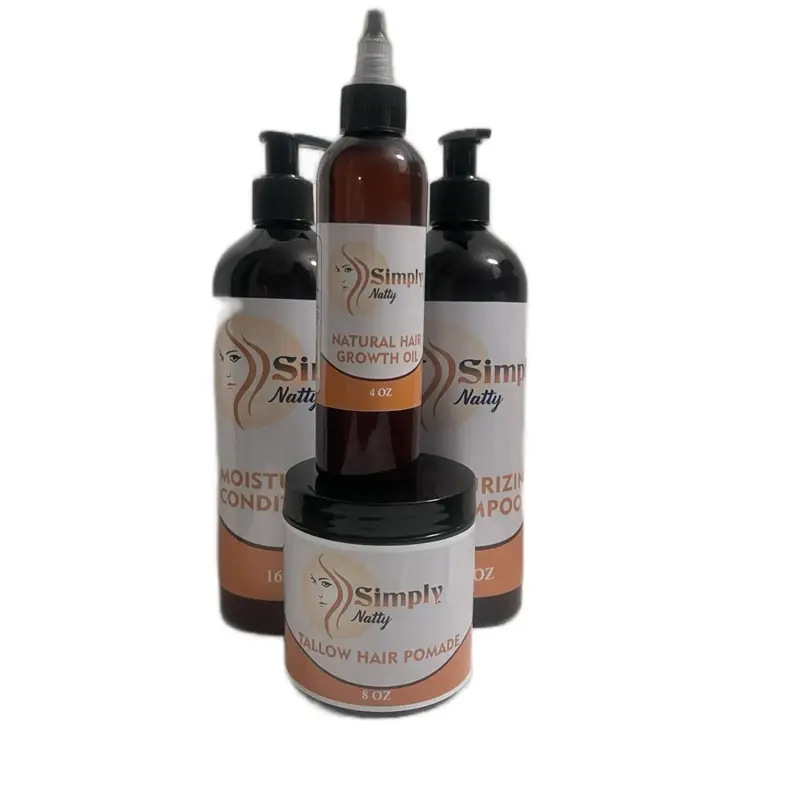 Simply Natty Bundle Set Wash Day Includes Natural Hair Growth Oil Moisture Conditioner & Yellow Hair Pomade 8 Oz Each