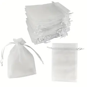Organic Gift Bags for Valentine's Day, Gift Packaging, Multi-Sized Drawstring Pouches, Lightweight Transparent Mesh Fabric, Perfect for Weddings & Parties, Wedding Favors