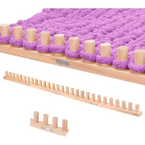 55" Chunky Blanket Loom - Customizable Wood Chunky Yarn Loom - Size & Detachable Chunky Knit Blanket - Hand Loom for Beginners and Home Decoration