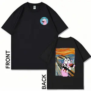Cute Courage The Cowardly Dog Animated T-Shirts For Men Women Summer Fashion Brave Cartoon Prints Elastic Sports Tops Cotton,Unisex Gifts, Gift For Him, Gift For Her, BirthdayGift