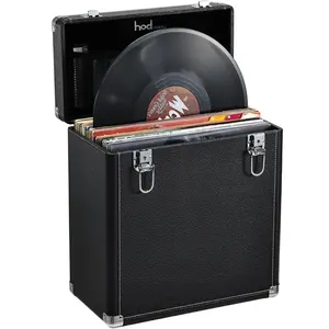 Vinyl Record Storage Box with Lock Record Organizer Storage for 30+ Single Records 12-inch Water Resistant Collapsible Storage Crate with Lid Handle Mesh Pouch for Valuable Album Collection