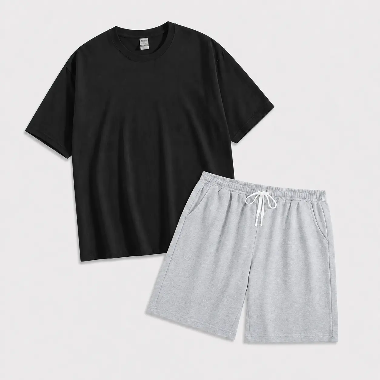 100% Cotton，Cotton Loungewear Set, Soft Oversized Tee & Loose Shorts, Unisex 2-Piece Casual Tracksuit for Everyday Wear Classic Fabric fathersdaygift