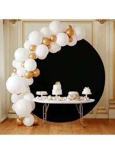Black Spandex 6ft Arch Backdrop Cover 1.8m Diameter Circle Wrinkle Resistant Smooth Touch Background for Birthday Wedding Reception Champagne Events Banners Hand Set Photo