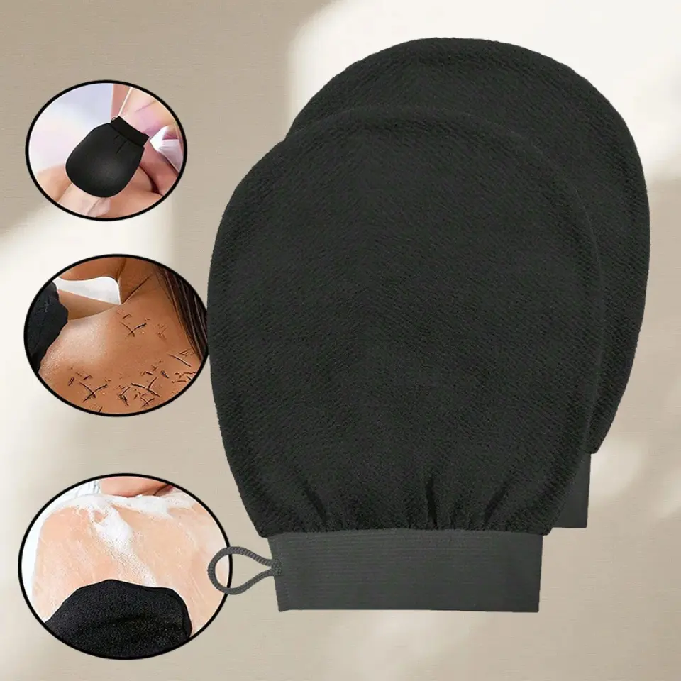 1PC/2PCS Korean Exfoliating Gloves Visibly Removes Dead Skin, Ideal For Spray Tan Or Pilosebaceous Keratosis, Body Scrub Made Of Polyester Fibers, Exfoliating Mitt, Exfoliant Scrubber Glove, Body Care Tool-MM1