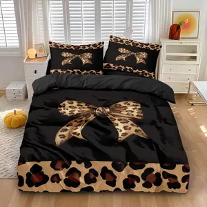 Three-Piece Bedding Set with Soft Sandpaper Material, Romantic Leopard Print Theme, High-Definition Printing, Perfect Gift Choice, Soft Bedding Sets