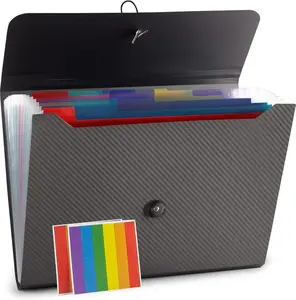 Expanding File Folder, File Organizer,13 Pockets, Grey, File Organizer Accordion Filing Folder for Documents, Aesthetic Paper Organizer Folder for Work, School, , Office