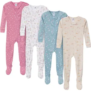 Gerber Toddler Girls' Snug Fit Footed Pajamas, 4-Pack, Dogs
