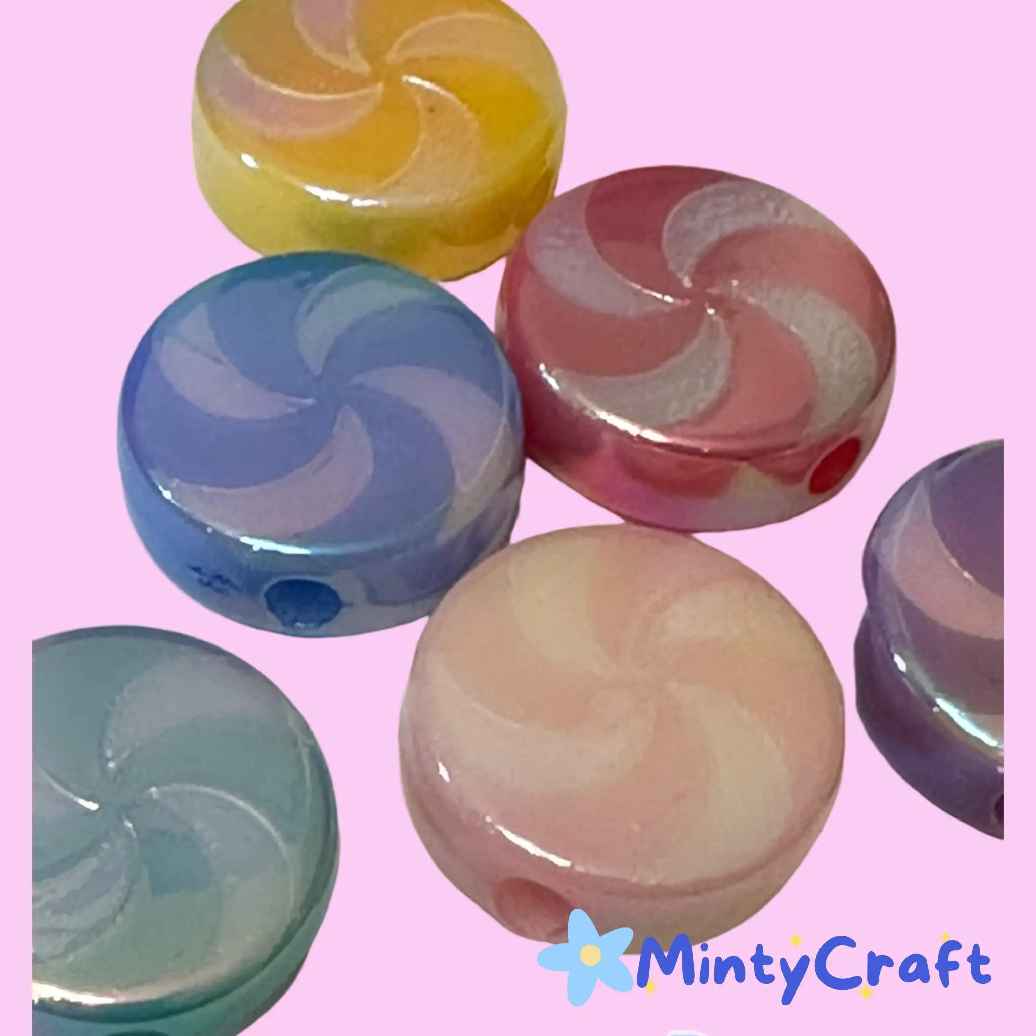 Peppermint Shape Acrylic Beads