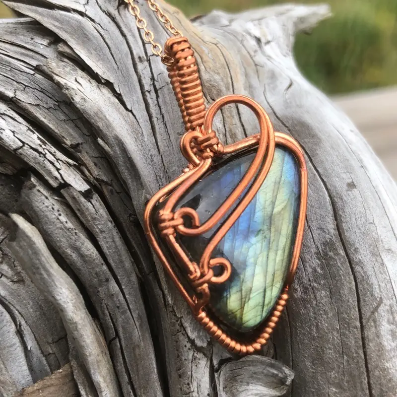 Labradorite and copper wire necklace