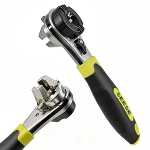 SEESE Adjustable Ratchet Wrench Kit for 6-22mm Screw, Portable Adjustable Ratcheting Wrench Set with Non-slip Handle