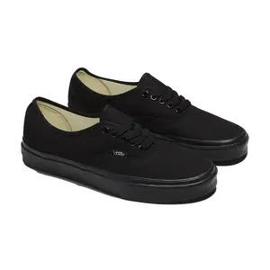 VANS Authentic All-Black Men's Casual Sports Shoes, Heritage Low-Top Lace-Up Closed Footwear with Sturdy Canvas Uppers, Signature Rubber Waffle Outsoles for All Seasons, Sneaker