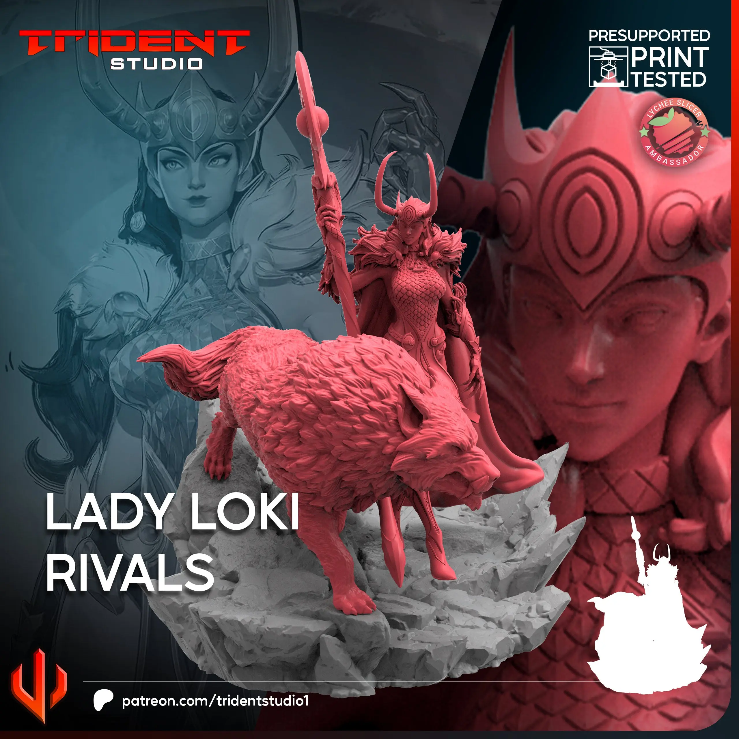 Ornate Lady Loki Rivals 40mm Miniature - Marvel Crisis Protocol (MCP) Proxy Collectible Building Kit