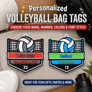 Personalized Volleyball Net Bag Tag w/ Clip & Ring | Custom Name Keychain | Team Gift, Sports Backpack Tag