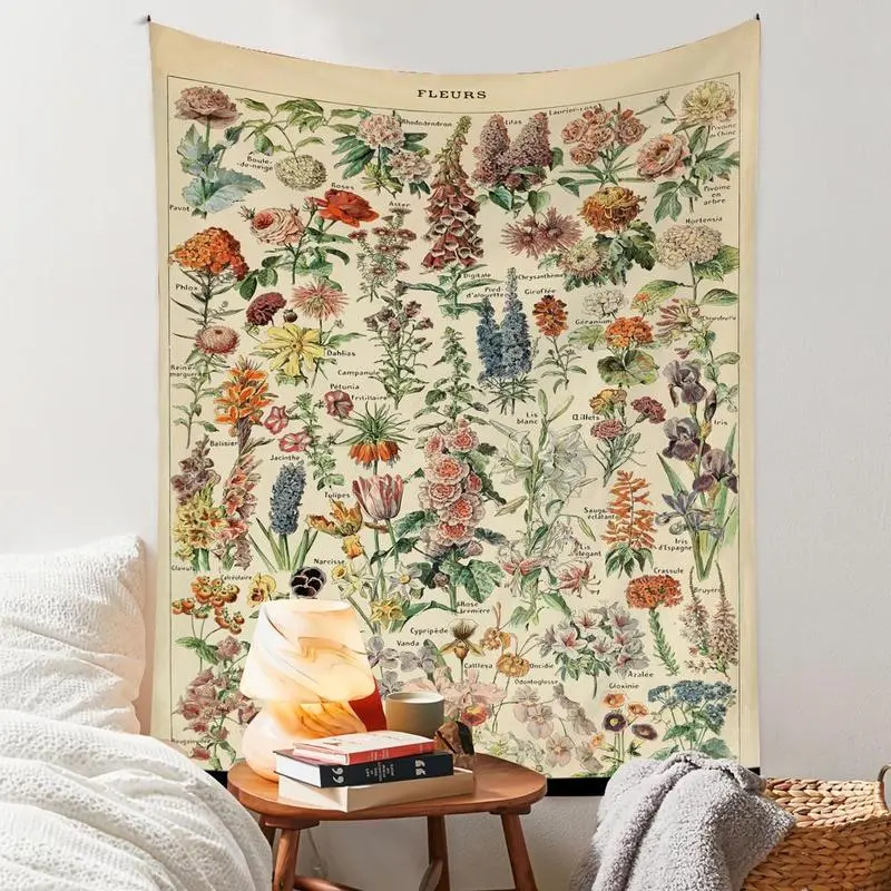 Vintage Flower Pattern Tapestry, Multi-size Boho Style Wall Hanging Blanket, Wall Art Decor for Home Living Room Bedroom Office Dormitory, Home Decor Supplies