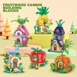 Succulent House Building Blocks Series, Cute Realistic Design, Unisex Desk Decor, Parent-Child Craft Toy, Fruit Shaped Cottage Decoration