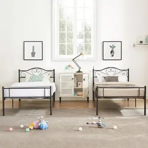 2Pcs Twin Size Metal Bed Frames, No Box Spring Required Mattress Bases, Durable, Easy To Install Indoor Furniture