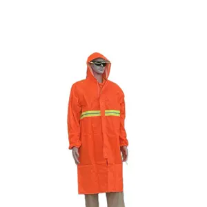 Raincoat with Reflective Strips and Hood for Enhanced Visibility and Protection Rainy Season Rainy Day Orange Rainproof