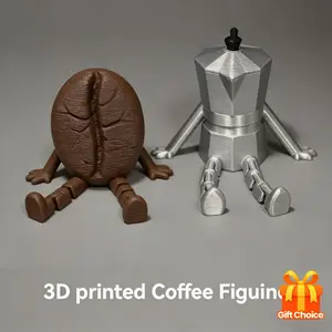 2 pieces of 3D coffee beans and coffee machine figurines, Statue figurines, with movable joints, realistic design, perfect for decorating homes, offices, ideal gift for coffee lovers, must-have accessory for any coffee bar, Home Decor Ornament