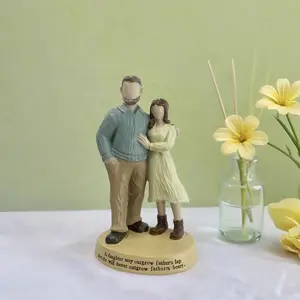 Father and Daughter Resin Figurine With Sentimental Quote, No Face Dad Daughter Statue Ornament, Perfect Gift for Father's Day Birthday Home Desktop Decor
