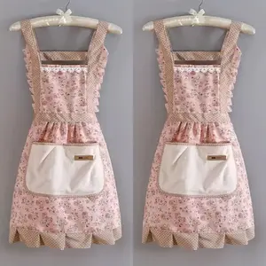 Women's Floral Princess Apron, Home Kitchen Supplies, Dining Room/cooking Fabric Apron, Available in 3 Colors, Suitable for All Seasons, Home Decor, Kitchen Cooking Aprons