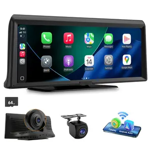 【Hieha】Wireless CarPlay Screen with 2K Dash Cam, 8.14" Portable Touchscreen Car Stereo with CarPlay & Android Auto, 1080P Backup Camera, Voice Control, Bluetooth, Mirror Link, GPS Navigation