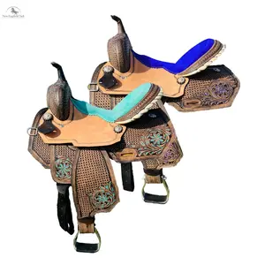 Resistance Premium Leather Adult Western Barrel Saddle with Intricate Tooling