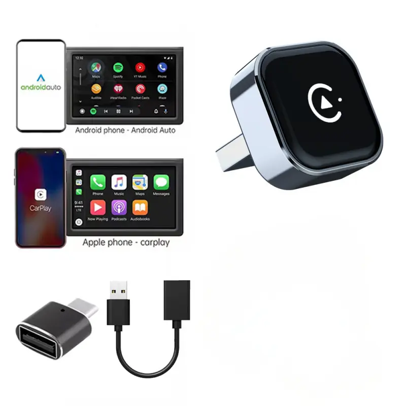 2026 Upgraded Wireless CarPlay Adapter, Dongle for In-Car Display, 2-in-1 Wireless CarPlay and Android Auto for Navigation and Entertainment, CarPlay Car Stereo, Automotive Carplay Converter