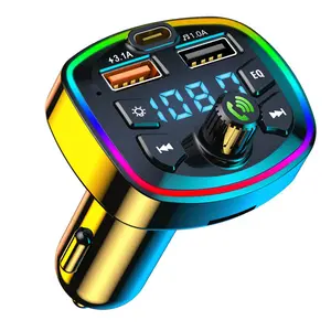 Bluetooth 5.0 FM Transmitter Car Adapter, PD 20W + QC3.0 Fast Charger, 7-Color RGB LED Backlit Car Radio Adapter with Hands-Free Call, EQ Bass Boost & Lossless Sound for Car Audio