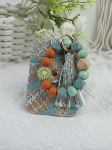 Boho Style Beaded Decor Keychain, Fashionable Wristlet Keychain, Stylish Keychain for Women & Girls, Trendy All-match Cute Keychain for Birthday Gift, Keychain For Bags, Floral Pattern Keychain