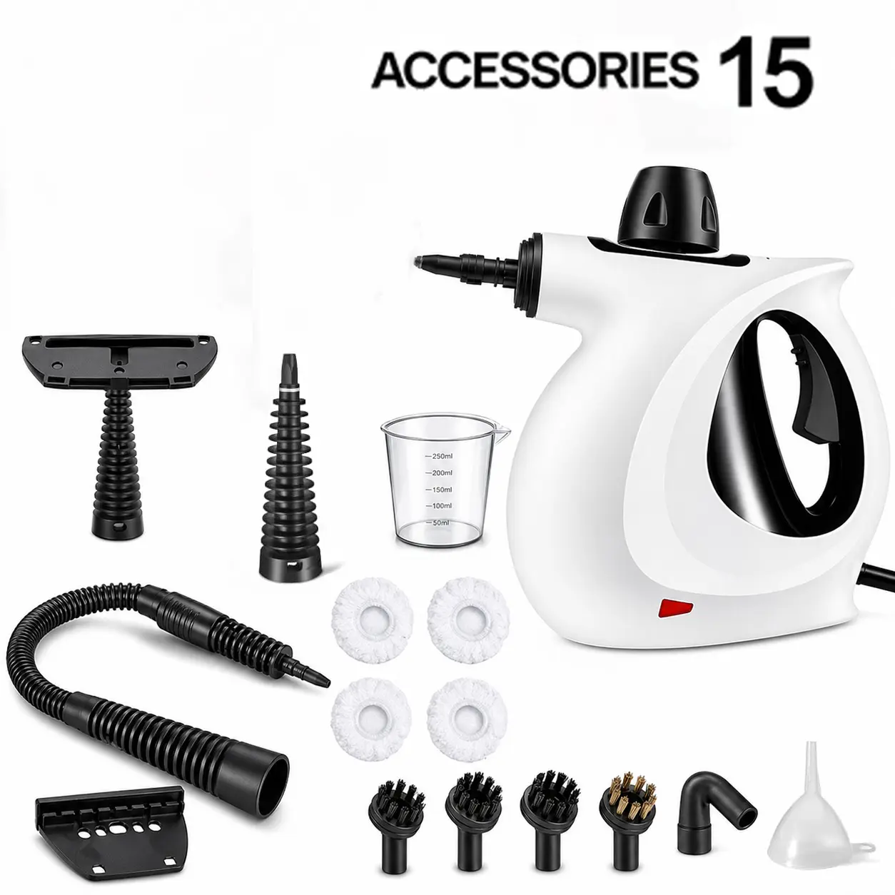 1050W All Natural Pressurized Handheld Steam Cleaner Appliance - Multi Surface Cleaning Tool with 12 Accessories Set, Nylon Brush, Safety Lock, Powerful Performance for Household, Kitchen Use, Cleaning Tools