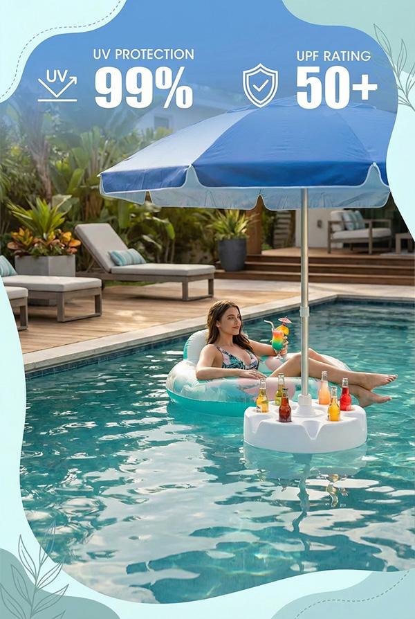 Floating Pool Umbrella with Bar and Base, Portable Pool Bar Table Umbrellas with Cup Holder & Phone Stand, Floating Poolside Shade, Included Easy Carry Bag, for Inside of Pool, Swimming Area, Lake House, Beach, Summerwins, DealsForYouDays Floating Pool Umbrella with Bar and Base, Portable Pool Bar Table Umbrellas with Cup Holder & Phone Stand, Floating Poolside Shade, Included Easy Carry Bag, for Inside of Pool, Swimming Area, Lake House, Beach, Summerwins, DealsForYouDays
