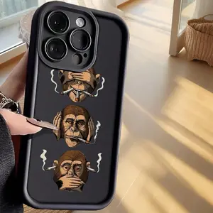 Cartoon Monkey Pattern Phone Case, Decorative Phone Protector Cover, Phone Accessories Compatible with iPhone 16 15 14 13 12 11 Pro Max XS XR